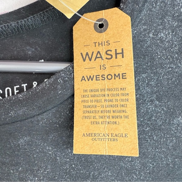 American Eagle Outfitters tee Washed Black Short Sleeve Top Hamsa Embroidery - Picture 3 of 15